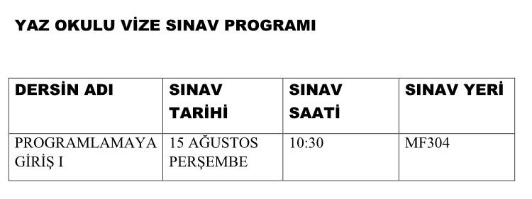 2024 Yaz Okulu Arasınav Duyurusu detayı için tıklayınız